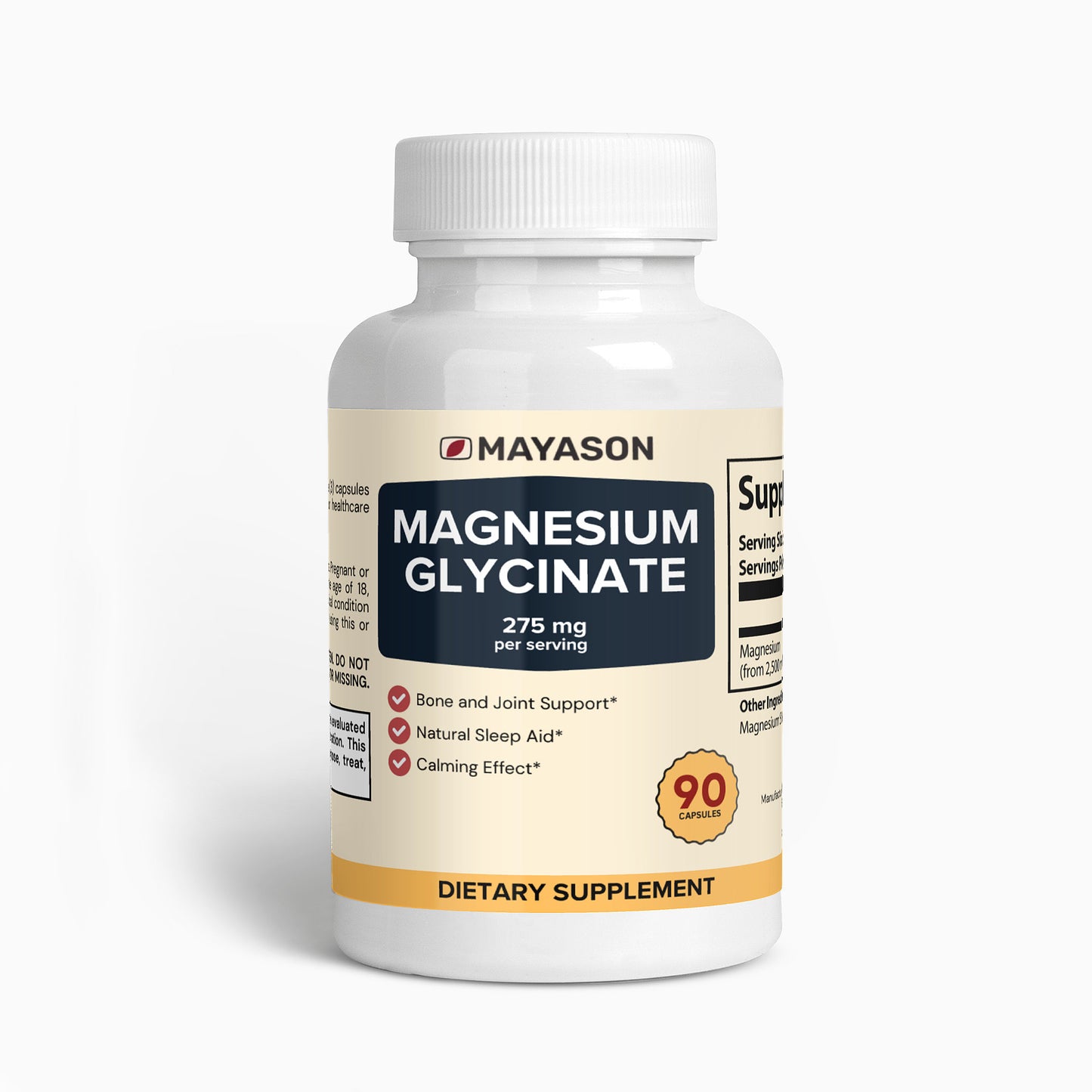 Magnesium Glycinate 275mg – High-Absorption - Non-GMO | Gentle on Stomach | Non-Laxative