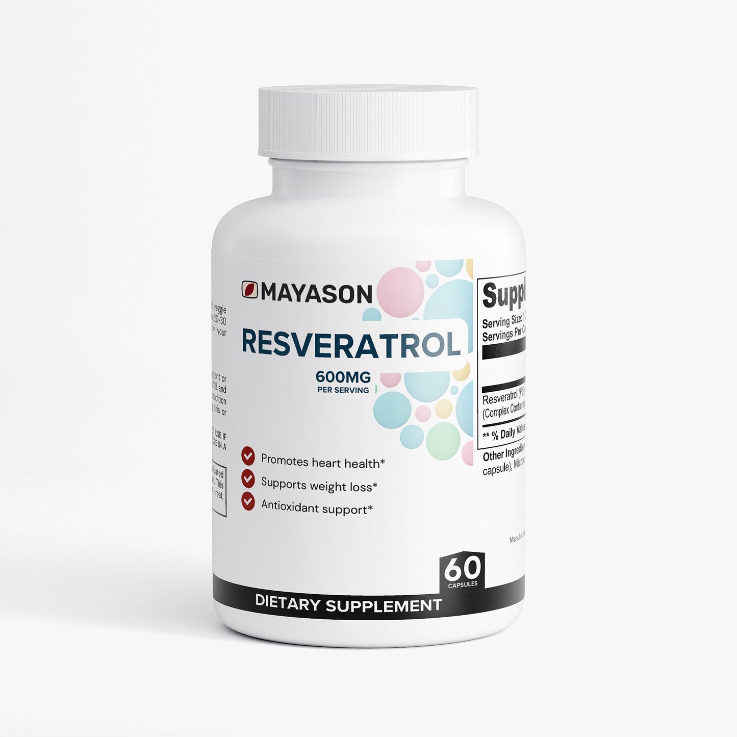 Resveratrol 50% 600mg, Longevity Support for Heart, Brain & Skin Health, 60 Capsules