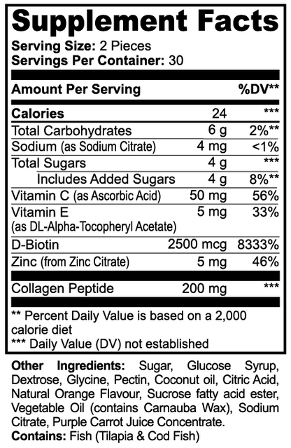 Glow Collagen Gummies (Adult) – Beauty & Skin Support with Biotin, Vitamin C & Zinc